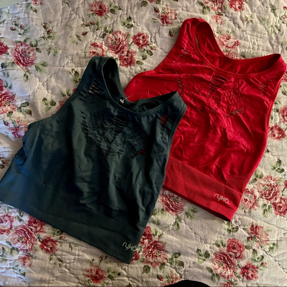 NWOT Ryka Sports bras in navy and hot pink